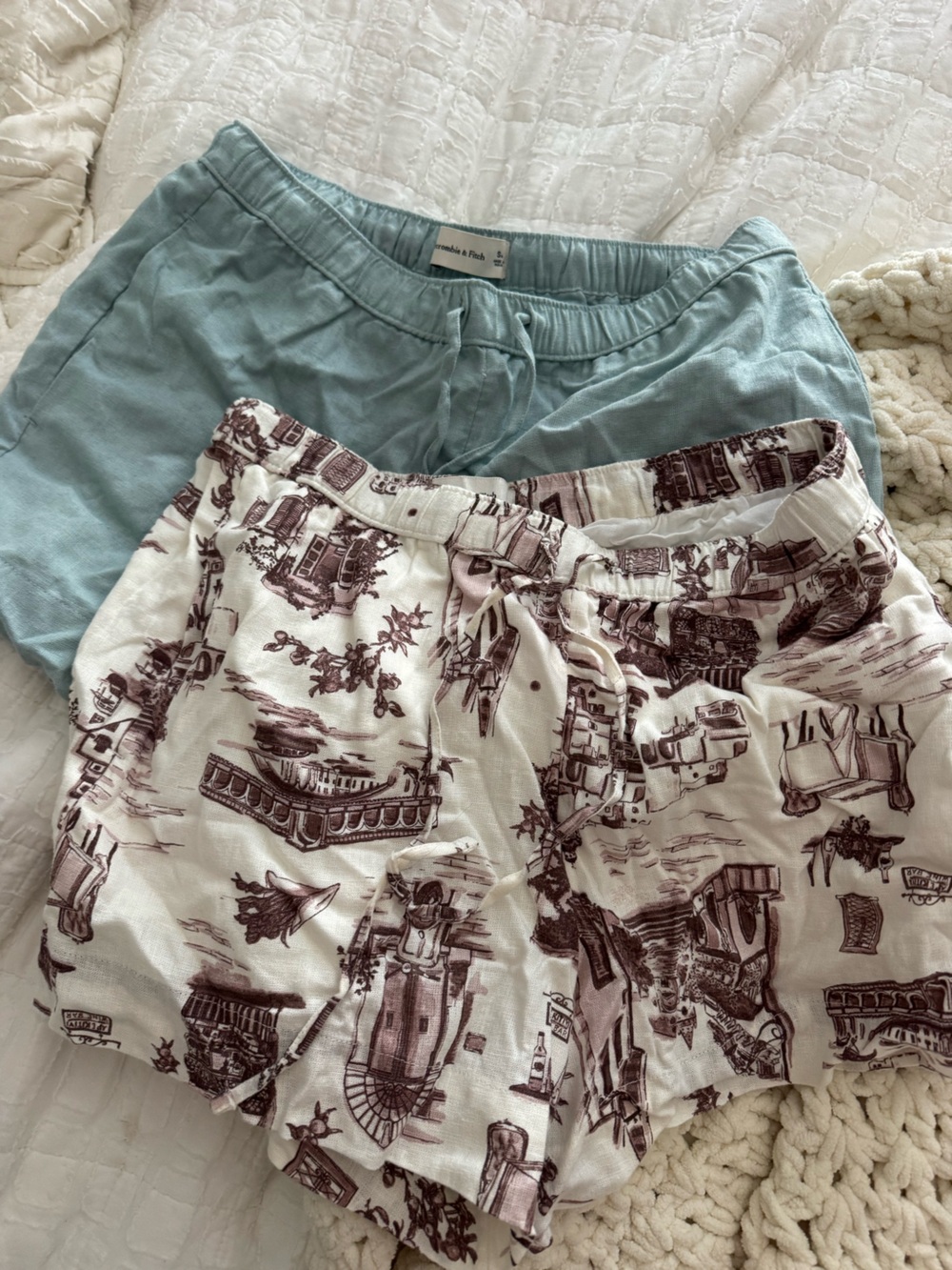 Abercrombie midrise linen shorts SET